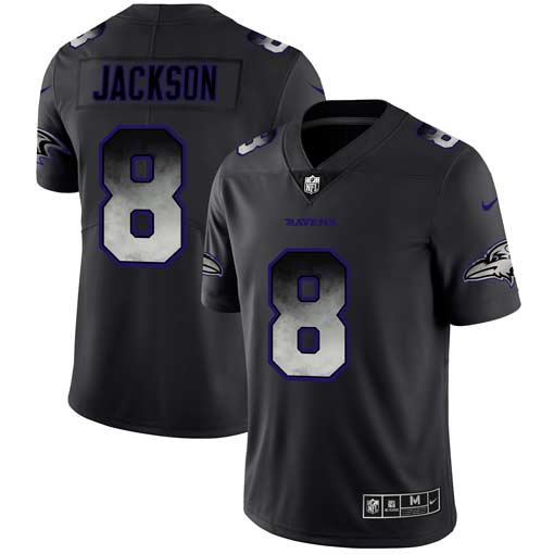 Men's Baltimore Ravens #8 Lamar Jackson Black 2019 Smoke Fashion Limited Stitched NFL Jersey